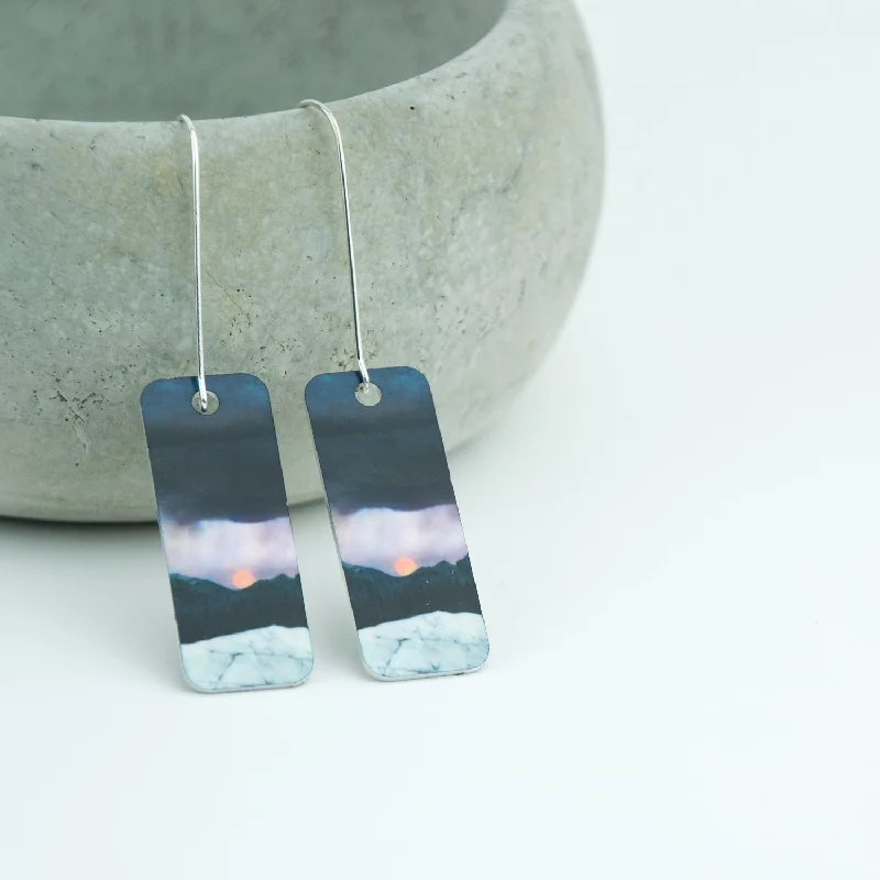 Multi-layered Drop Earrings-Strawberry Moonrise Aluminum & Silver Earrings