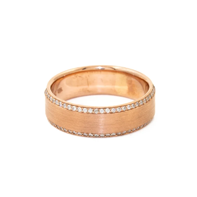 Unique Wedding Ring with GemstonesMatte 10 K Rose Gold Diamond Band