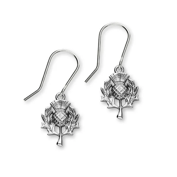 Star-Shaped Earrings-QNIS Sterling Silver Thistle Drop Earrings, E1907