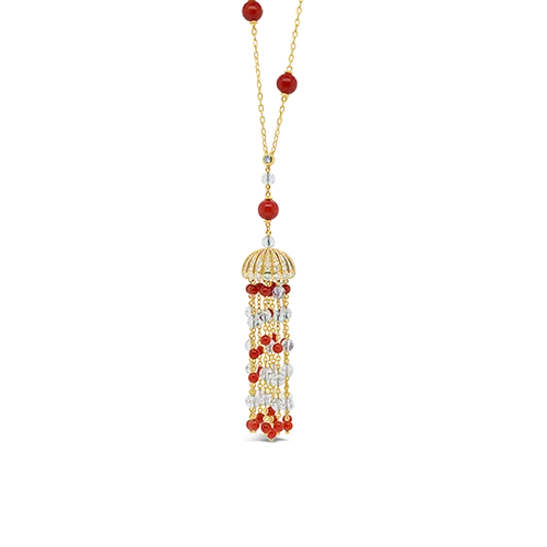 Men's Gold Engagement Ring-Crystal Pendant Necklace-Coral & Crystal Tassel Estate Necklace