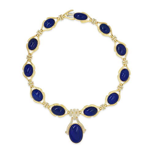 Custom Stackable Engagement Ring for Women-Luxury Necklace-Lapis & Diamond Estate Necklace