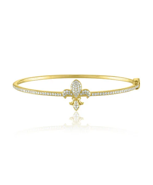 Bangles With Ribbon Design-Fleur de lis Bangle with Diamonds 596