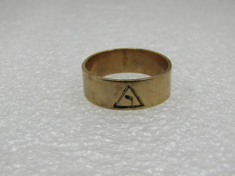 Unique Wedding Ring Set for WomenVintage 10 kt Vintage Masonic Virtue Conjunctivi Band Ring . Sz. 12 and 7.5mm wide.