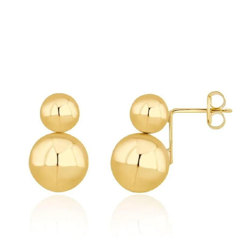 Colorful Gold Drop Earrings-9ct Yellow Gold Double Ball Stud Earrings