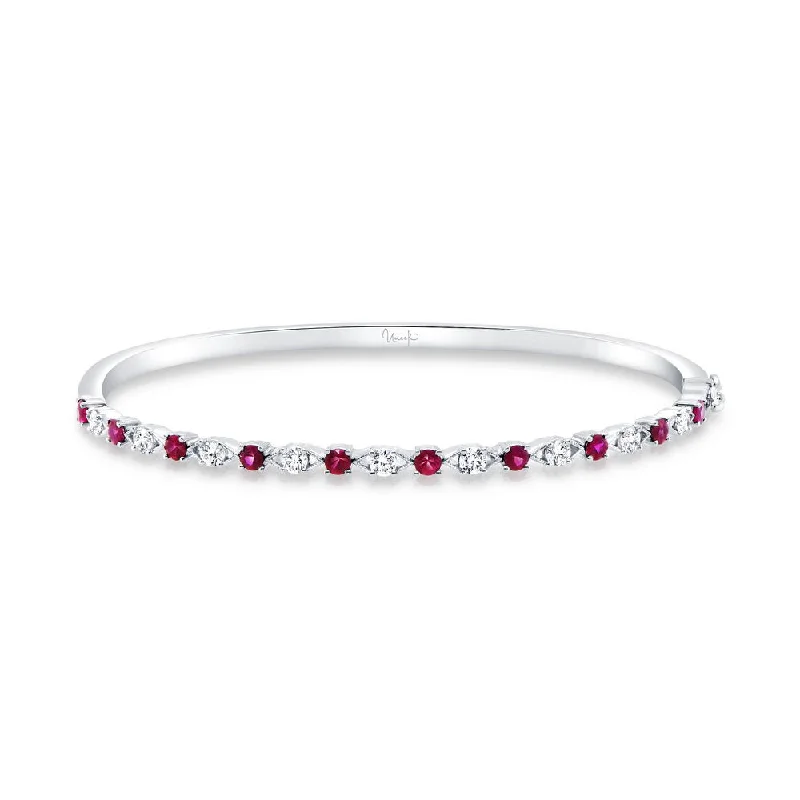 Chunky Wedding Bangles-Uneek Precious Collection Round Ruby Stackable Bangle