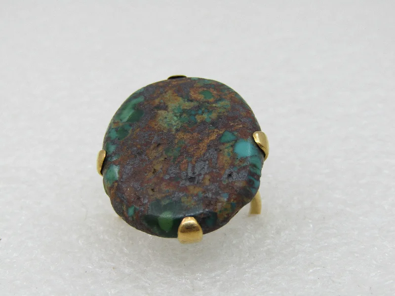 Vintage-Inspired Wedding Ring for CouplesVintage Southwestern 18kt & Sterling Gold Boulder Turquoise Ring, Sz. 5.5, 25+TCW.