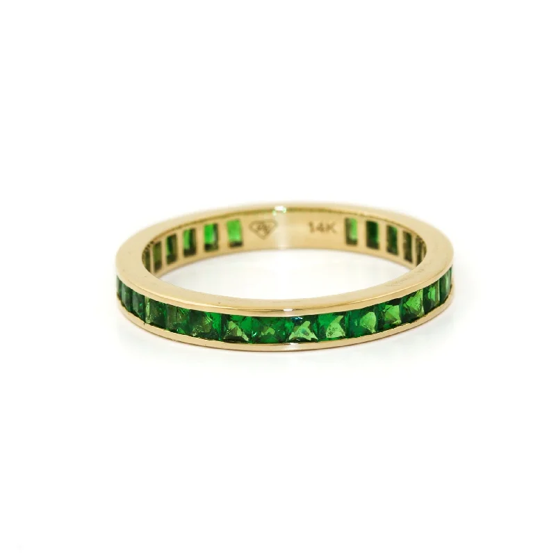 Birthstone Engagement Ring for Women14k Gold x 3mm Tsavorite Channel-Set Eternity Band