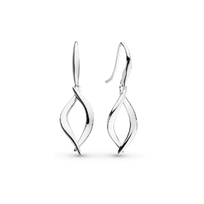 Fashion Gold Earrings-Silver Entwine Twine Twist Link Drop Earrings