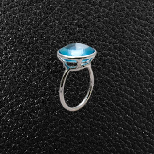 Custom Engagement Ring with Ruby AccentBlue Topaz Ring