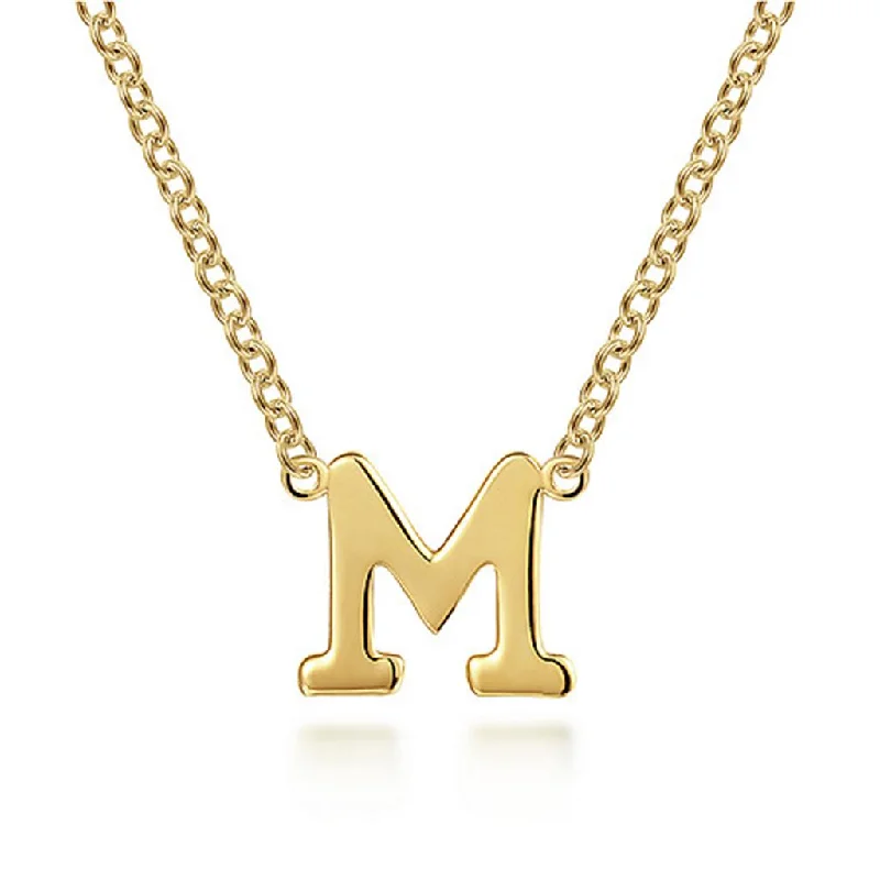 Personalized Zirconia Ring-Handcrafted Pendant Necklace-Gabriel & Co 14K Yellow Gold "M" Initial Necklace