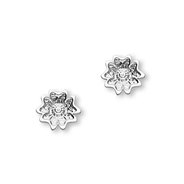 Luxury Silver Earrings-Scottish Primrose Sterling Silver 9mm Stud Earrings, E1940