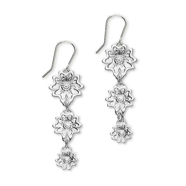 Crystal Hoop Earrings for Women-Scottish Primrose Sterling Silver Tri Drop Earrings, E1947