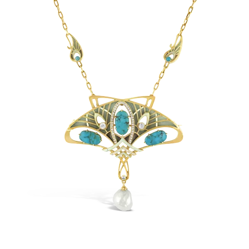 Simple Birthstone Engagement RingHandcrafted Necklace-L. Gautrait, Paris Estate Peacock Necklace