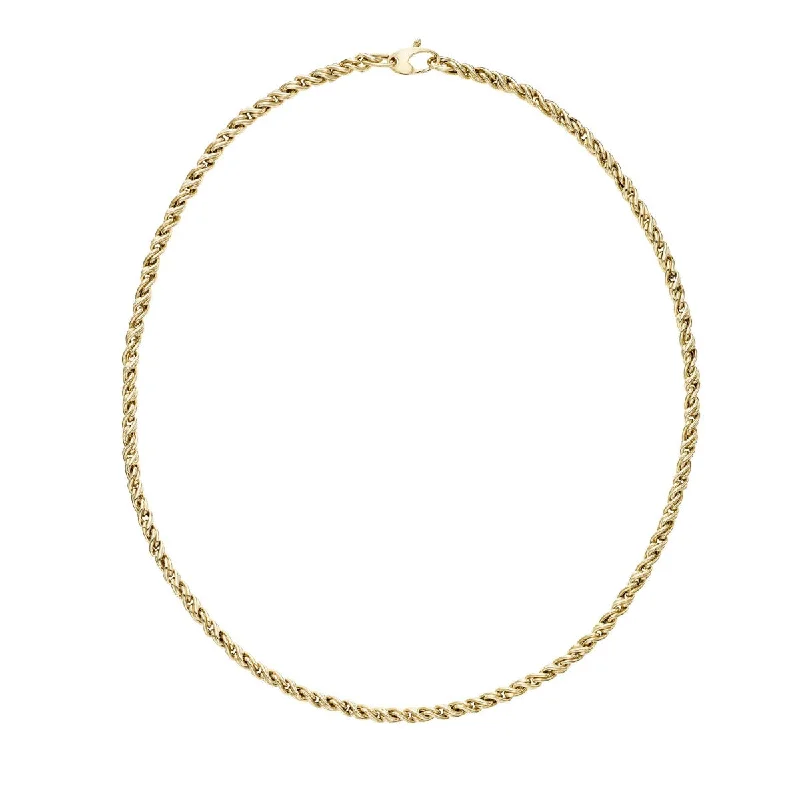 Simple Gold Band for Wedding-Gemstone Pendant Necklace-14kt Yellow Gold 17" Modern Braid Necklace with Lobster Clasp RC2496-17