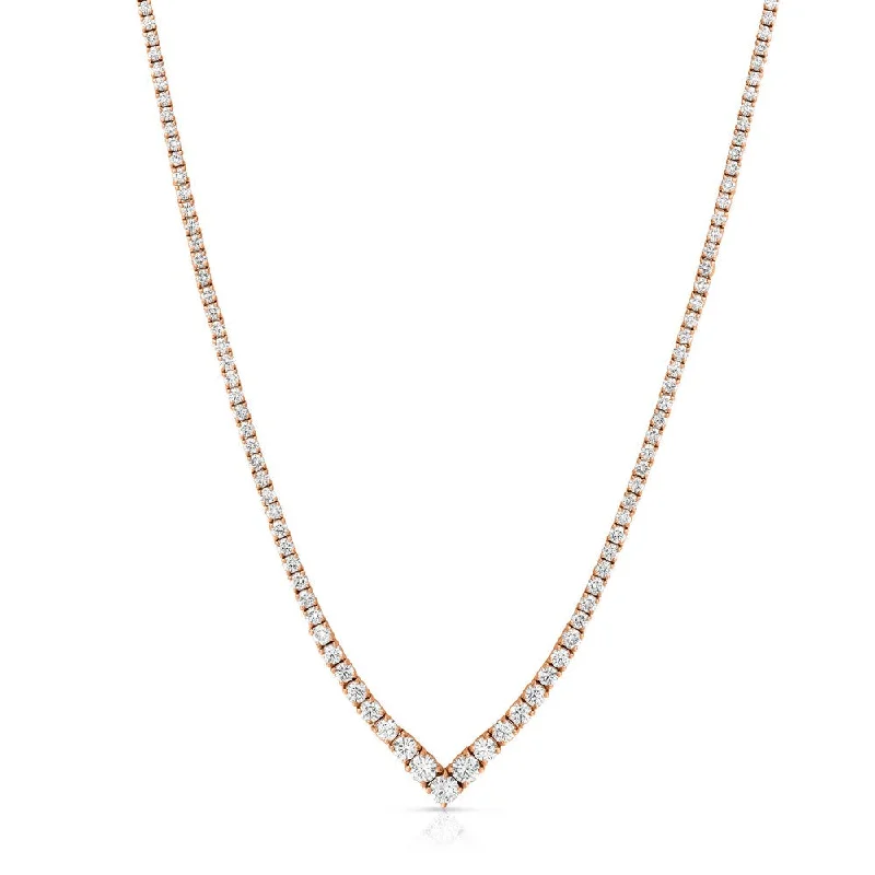 Classic Wedding Band with Diamond Accent-Large Pendant Necklace for Women-14K Rose Gold Round Diamond Necklace by Eloquence Z00138650