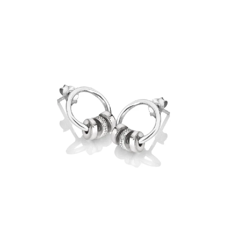 Custom Hoop Earrings for Women-Hot Diamonds Trio Barrel Earrings