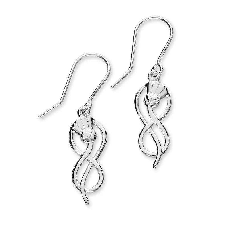 Hoop Earrings with Diamonds-Scottish Thistle Sterling Silver Twist Drop Earrings, E1517