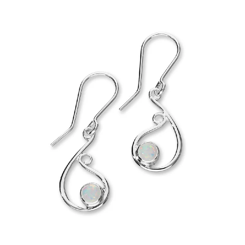 Crystal Drop Earrings-Flourish Silver Earrings SE394 White Opal