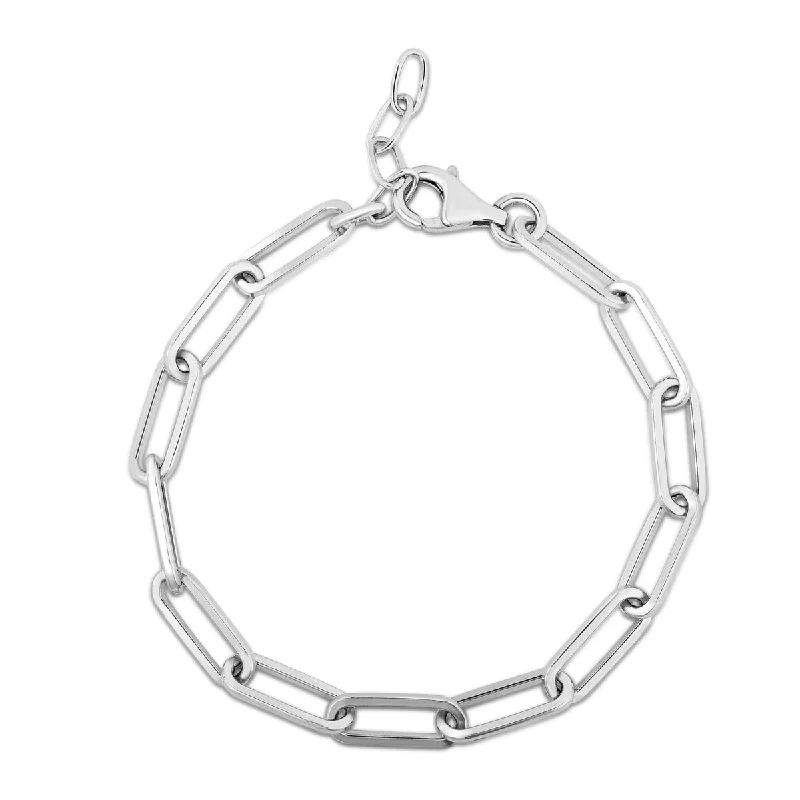 Magnetic Bracelets-Silver Squared Paperclip Link Bracelet