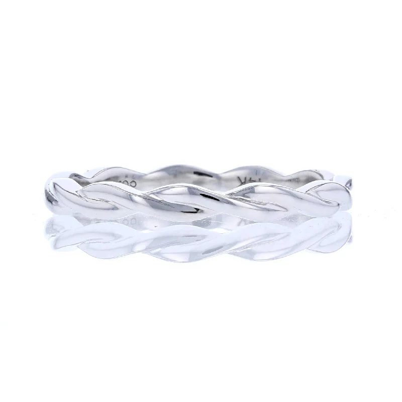 Custom Wedding Ring for Anniversary GiftWhite Gold Twisted Band