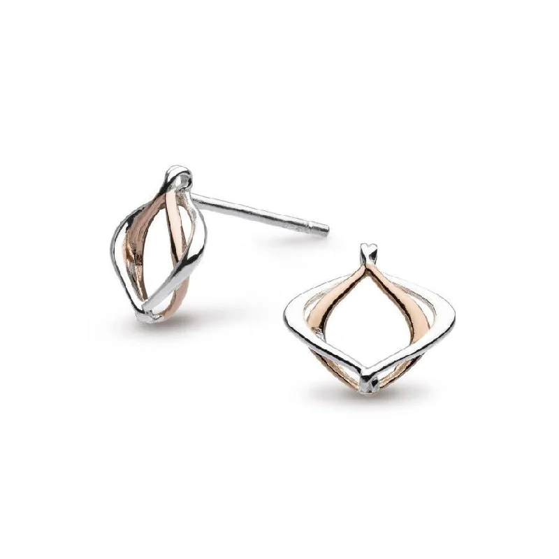 Sparkling Crystal Earrings-Silver & Rose Gold Plated Alicia Petite Stud Earrings