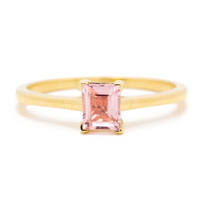 Simple Wedding Band for WomenPrincess-Cut Morganite Engagement Ring