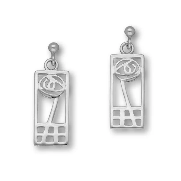 Unique Drop Earrings-Charles Rennie Mackintosh Silver Earrings E625