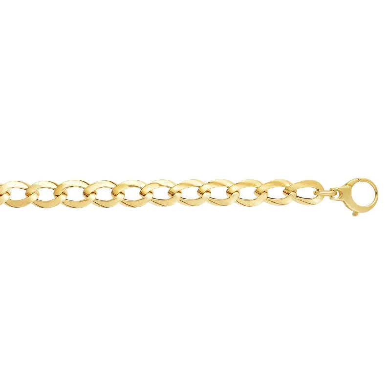 Luxury Engagement Ring-Heart-shaped Necklace-14kt 18" Yellow Gold Shiny Long Curb Type Fancy Necklace with Lobster Clasp N3899-18