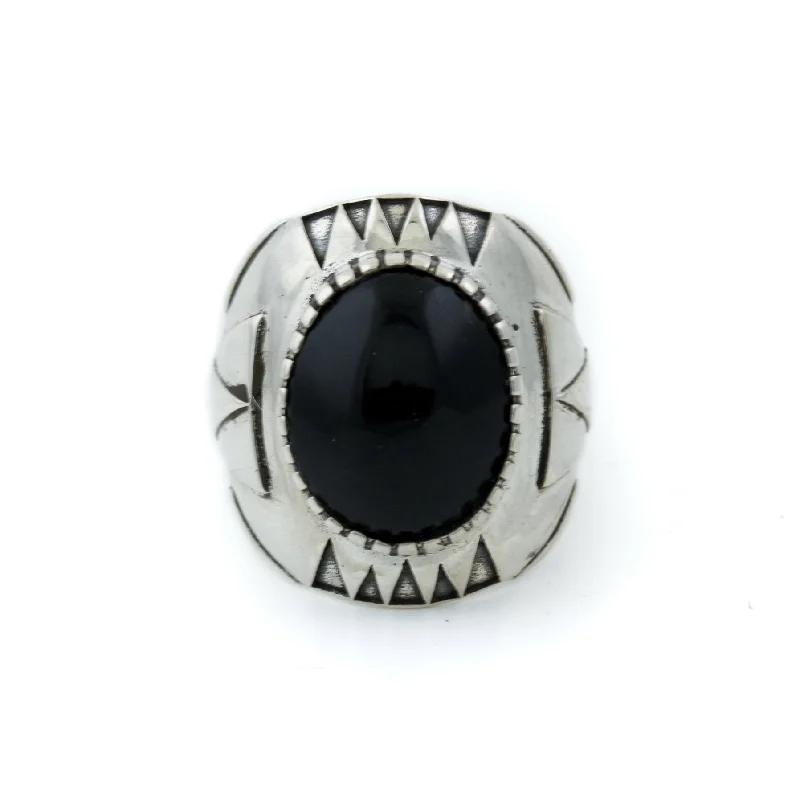 Custom Birthstone Ring for CouplesBlack Jade "Delta" Ring