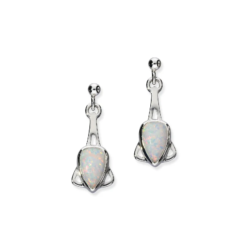 Small Diamond Earrings-Sahara Sunset Silver Earrings SE382 White Opal