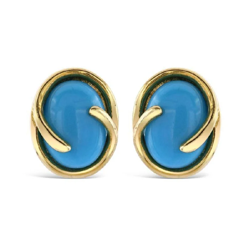 Black Stud Earrings for Men-9ct Yellow Gold Turquoise Stud Earrings