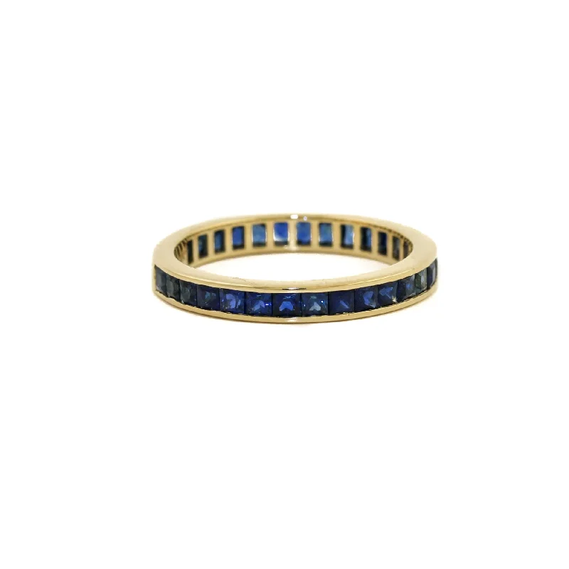 Personalized Wedding Ring for Him14k x 3mm Blue Sapphire Channel-Set Eternity Band