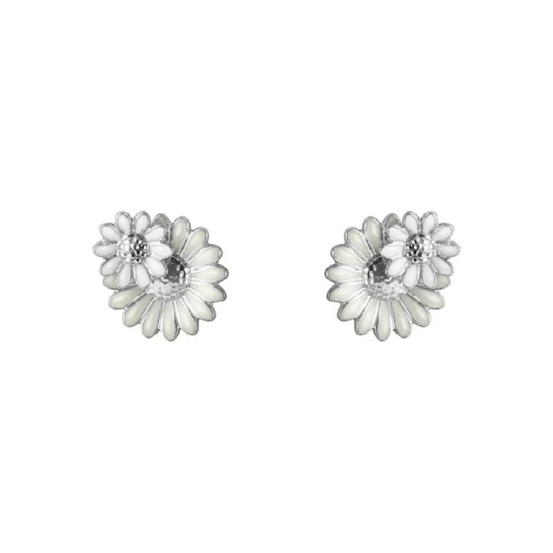 Gold Earrings for Men-Silver Daisy Stud Earrings