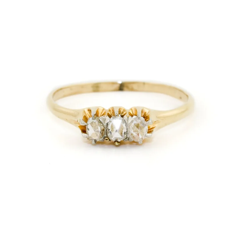 Diamond Ring Set with Customization14k Gold x Vintage Trilogy Rose-Cut Diamond Ring