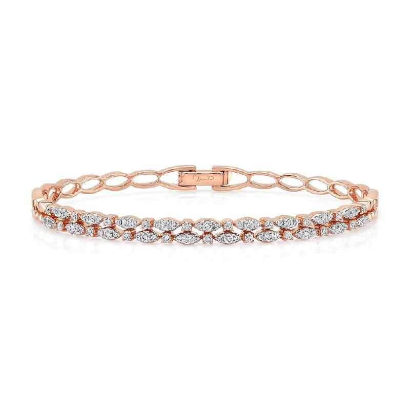 Affordable Bangles-Uneek Fairfax Two-Row Stackable Diamond Bangle Bracelet