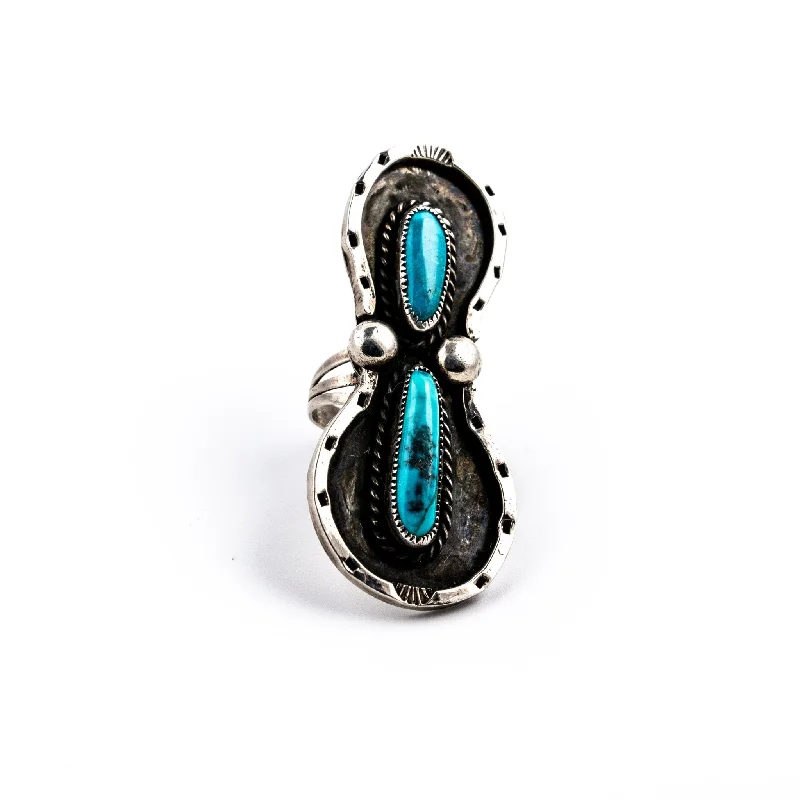 Diamond Band Engagement RingHorseshoe Morenci Turquoise Ring