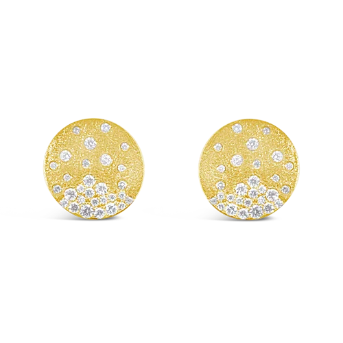 Bold Designer Hoop Earrings-Diamond Confetti Disc Earrings