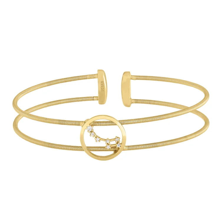 Stackable Gold Bracelets-Gold Finish Sterling Silver Cable Cuff Constellation Bracelet with Simulated Diamonds - Little Dipper